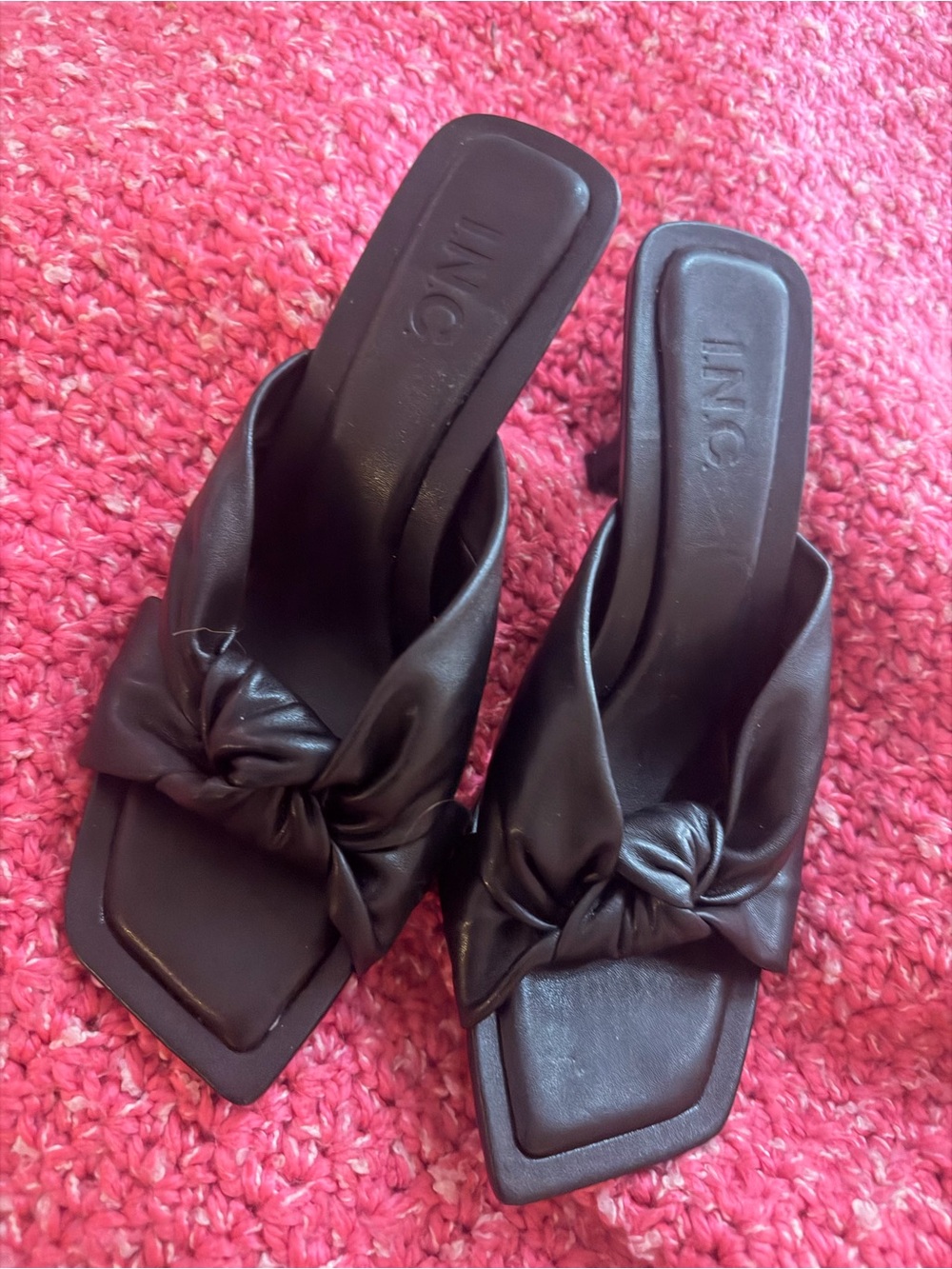 INC International Concepts Black Knot-Front Slide Mules